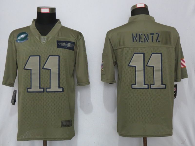 Men Philadelphia Eagles #11 Wentz Nike Camo 2019 Salute to Service Limited NFL Jerseys